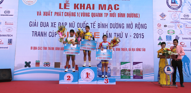 Kết quả chặng 1 - Giải đua xe đạp nữ quốc tế Bình Dương mở rộng tranh cúp BIWASE lần V - năm 2015 (Vòng quanh Thành phố Mới Bình Dương)