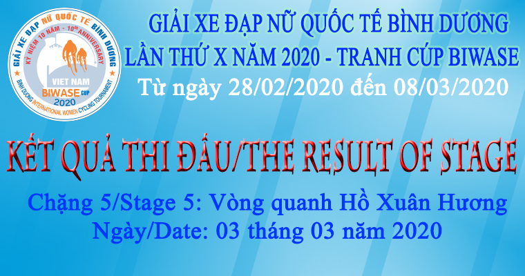 Kết quả chặng 05 - Giải xe đạp nữ Quốc tế Bình Dương tranh cúp BIWASE lần thứ X-Năm 2020