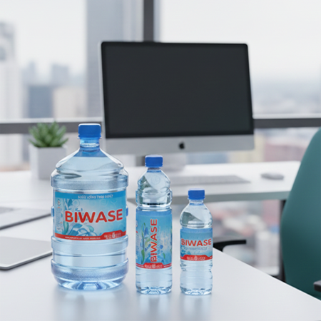Nước đóng chai + văn phòng phẩm